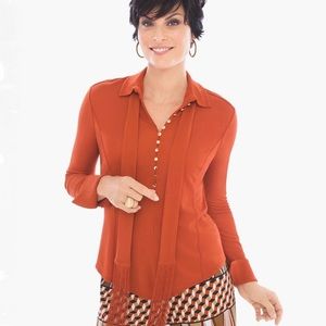 CHICO’S  I  Black Label Tassel Tie Orange Blouse